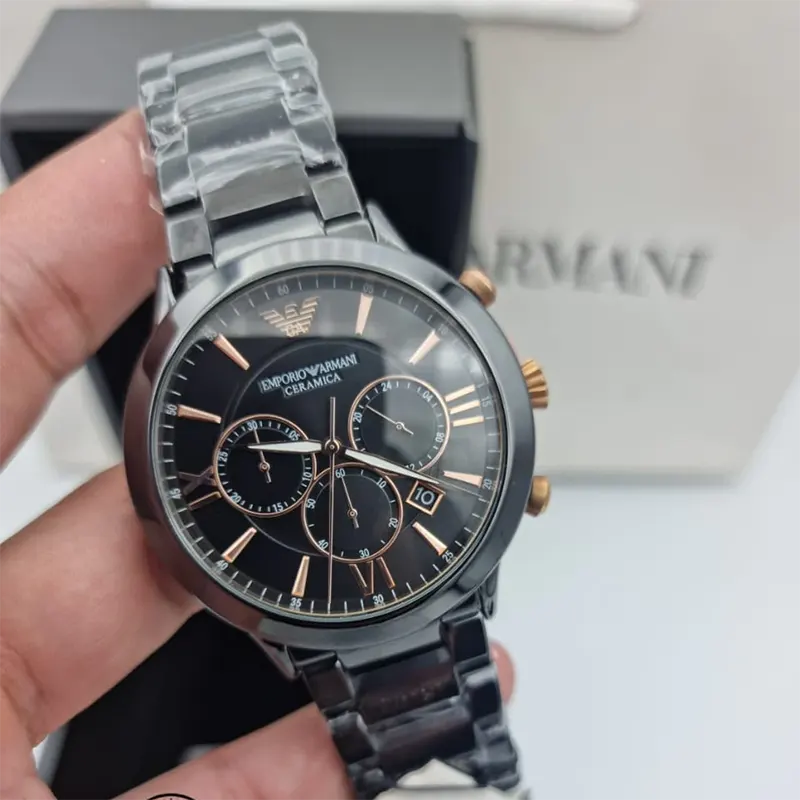 Emporio Armani Giovanni Chronograph Black Dial Men's Watch | AR70006